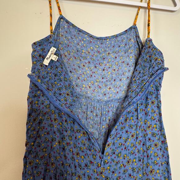Madewell Calico Floral Blue Wide-Leg Cami Jumpsuit Women’s Size 0 - Picture 7 of 10